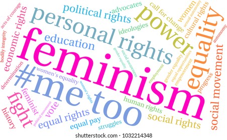 Feminism word cloud on a white background. 