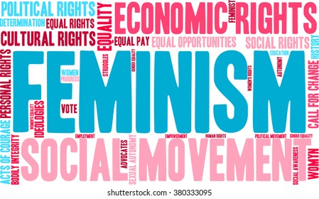 Feminism word cloud on a white background. 