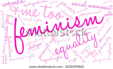 Feminism word cloud on a white background. 