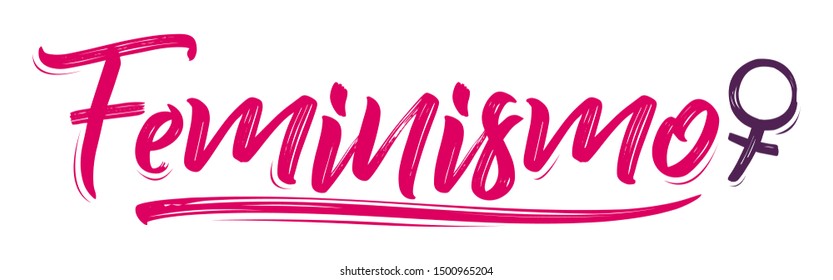 Feminismo, Feminism spanish text vector lettering and female symbol.