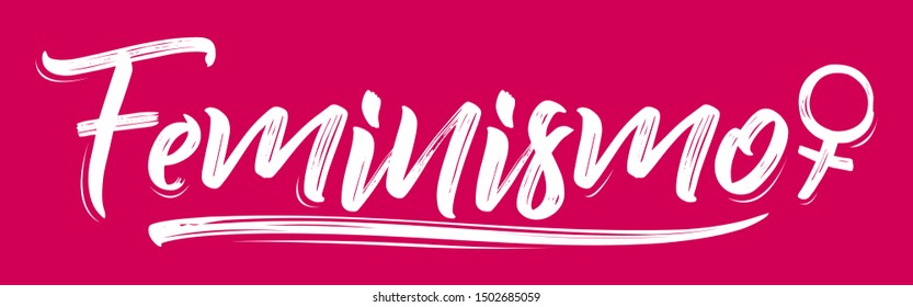 Feminismo, Feminism spanish text vector lettering and female symbol.