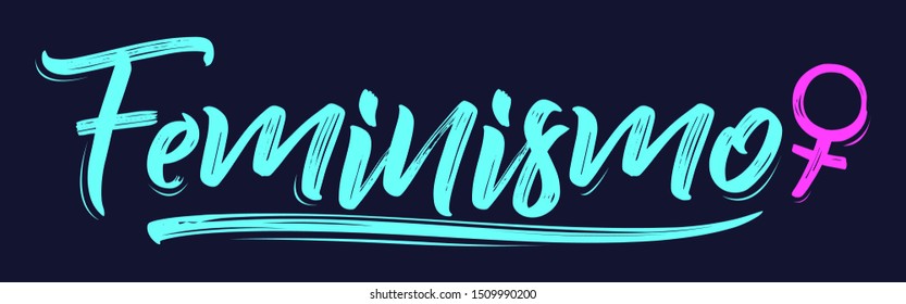 Feminismo, Feminism spanish text vector lettering and female symbol.