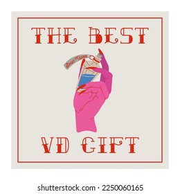 Feminist bad valentine gift card. Boys tears and cynical sassy phrases. Cute pink girlish vector illustration. llustration of a Valentine's Day.