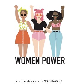 Feminist, equal rights, women empowerment, Vector graphics 
