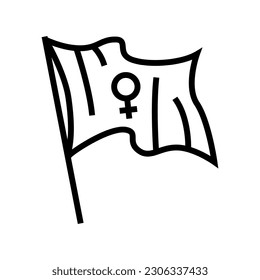 feminist flag feminism woman line icon vector. feminist flag feminism woman sign. isolated contour symbol black illustration