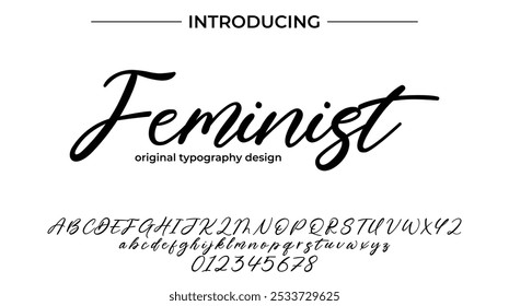 Feminist Font Stylish brush painted an uppercase vector letters, alphabet, typeface