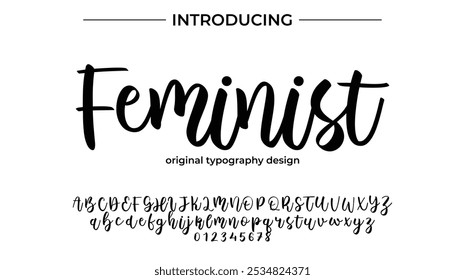 Feminist Font Stylish brush painted an uppercase vector letters, alphabet, typeface