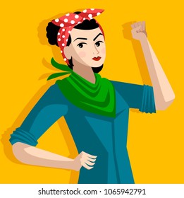 feminist with green scarf