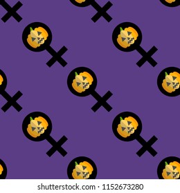 Feminist halloween seamless pattern background. Nice and beautiful vector graphic illustration