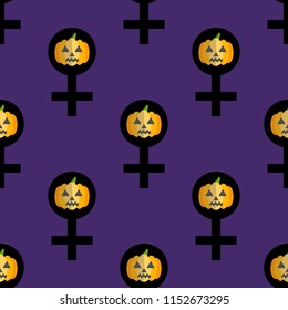 Feminist halloween seamless pattern background. Nice and beautiful vector graphic illustration