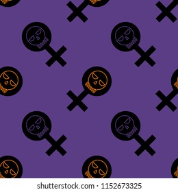 Feminist halloween seamless pattern background. Nice and beautiful vector graphic illustration