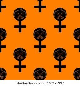 Feminist halloween seamless pattern background. Nice and beautiful vector graphic illustration