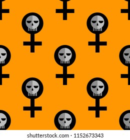Feminist halloween seamless pattern background. Nice and beautiful vector graphic illustration