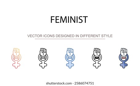 Feminist icon design with white background stock illustration