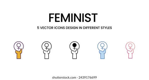 Feminist icons in different style vector illustration