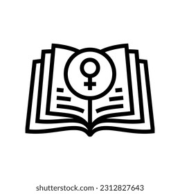 feminist literature feminism woman line icon vector. feminist literature feminism woman sign. isolated contour symbol black illustration