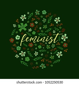 Feminist. Motivational hand lettering art print. 
