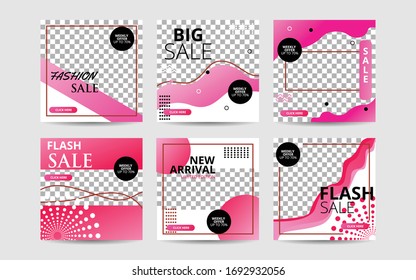 Feminist pink fashion sale social media post design template Bundle Premium Vector can be use such a promotion banner, story and more