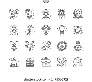 Feminist Well-crafted Pixel Perfect Vector Thin Line Icons 30 2x Grid for Web Graphics and Apps. Simple Minimal Pictogram