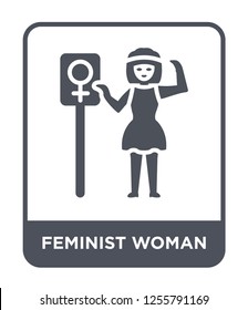 feminist woman icon vector on white background, feminist woman trendy filled icons from Ladies collection, feminist woman simple element illustration