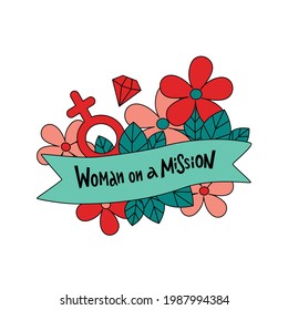 Feminist and women empowerment,diversity handwritten lettering phrase slogan.