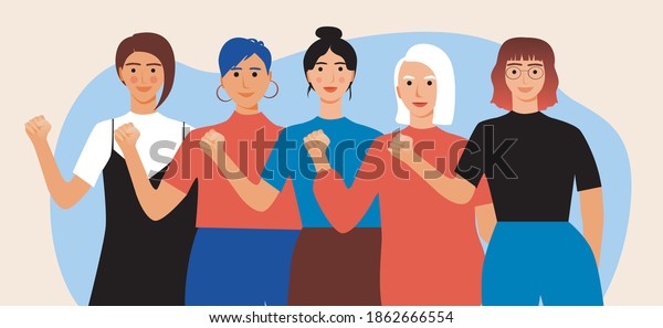 Feminist Women Isolated Flat Vector Stock Stock Vector (Royalty Free ...