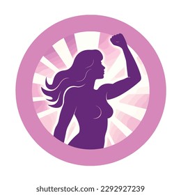 Feminist Women Raising hand flat vector icon. Feminist Logo.