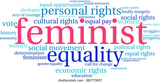 feminist-word-cloud-on-white-background-vector-de-stock-libre-de