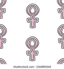 Feminists label sign, hand-drawn poster. Vector illustration for hand drawn clothes, packaging, paper, textile. White background.