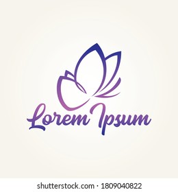 Feminy icon logo with outline butterfly silhouette