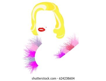 Femme fatale blonde, diva, vector illustration, portrait of modern American woman