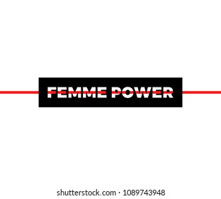 Femme Power slogan, modern graphic with black and red horizontal lines. Fashion vector design for t-shirt. Tee print.
