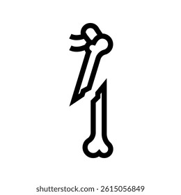 Femoral fracture black line icon for digital and print projects.  Minimal clean icons for apps and websites.