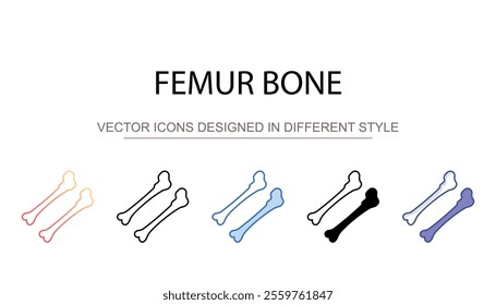 Femur bone icon design with white background stock illustration