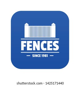 Fence architecture icon blue vector isolated on white background