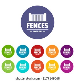 Fence architecture icons color set vector for any web design on white background