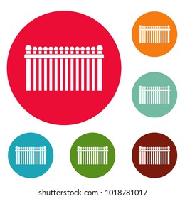 Fence with ball icons circle set vector isolated on white background