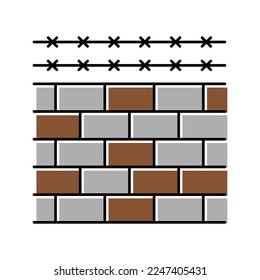 fence with barbed wire color icon vector. fence with barbed wire sign. isolated symbol illustration