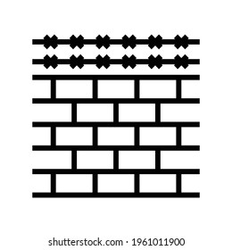 valla con vector de icono de línea de alambre de púas. valla con señal de alambre de púas. símbolo de contorno aislado ilustración negra