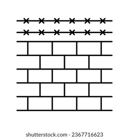 fence with barbed wire line icon vector. fence with barbed wire sign. isolated contour symbol black illustration