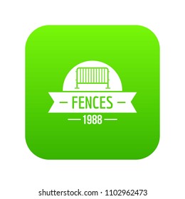 Fence barrier icon green vector isolated on white background