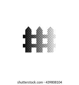 Fence - black vector icon;  halftone illustration