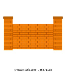Icono de la cerca de ladrillo. Ilustración plana de la valla del icono del vector de ladrillo para la web.