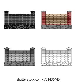 A fence of bricks. A different fence single icon in cartoon style vector symbol stock illustration web.