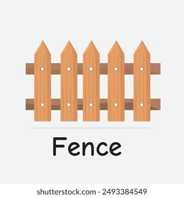 Fence Cartoon Vector Illustration for Kids Learning, Posters, Cards, and Sublimation Prints on White Background