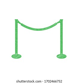 Fence from chainc sign. Green scribble Icon with solid contour on white background. Illustration.