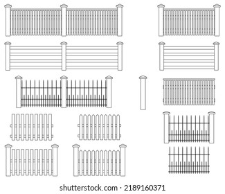 fence collection vector on white isolated background