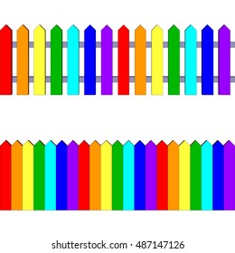 Fence colored rainbow. Seamless pattern. Vector illustration.