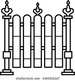 Fence with columns icon in outline style. Coloring template for modification and customizing  according to a specific task.