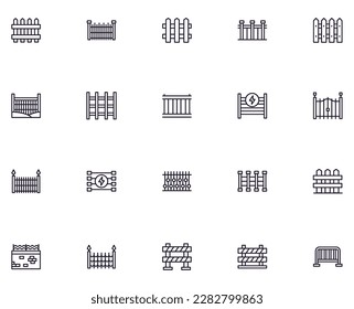 Concepto de cerca. Colección de iconos modernos de alta calidad de la línea de valla. Trazo editable. Símbolo lineal premium para sitios web, volantes, banners, tiendas online y empresas. 